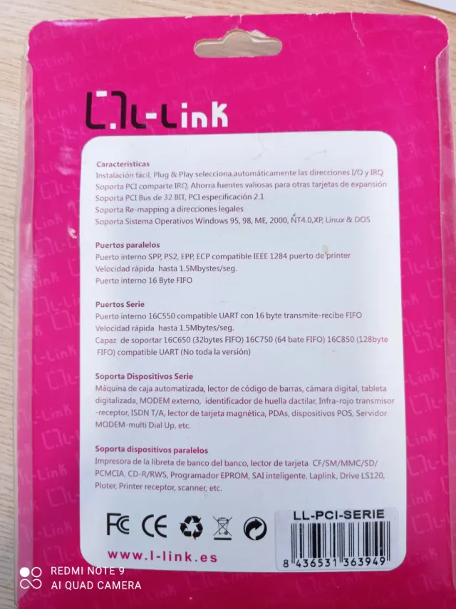 Tarjeta PCI QL-Link 2 Puertos Serie. Windows 95/98