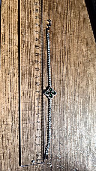 Pulsera Tenis con Cristales Verdes y Plateados