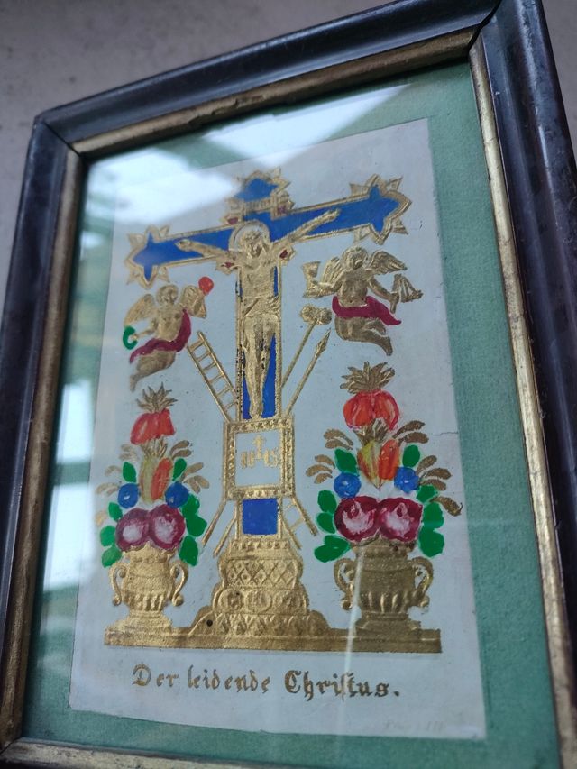 Antico quadretto Gesù in croce con Angeli