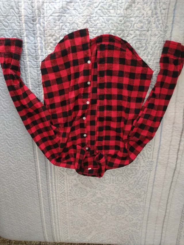 Camisa leñador cuadros rojo y negro