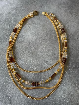 Collana multistrato oro e marrone