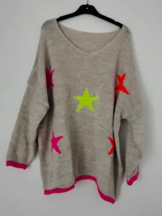 Jersey beige estrellas neón talla única