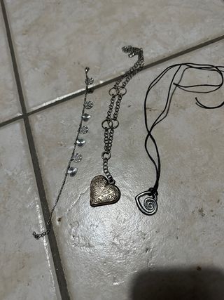 2 collane donna cuore + 1 bracciale