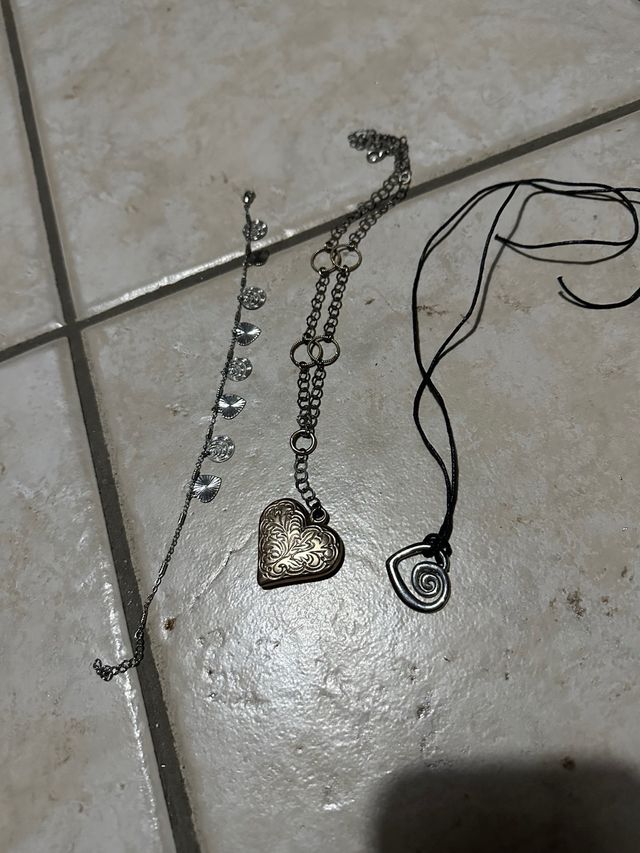 2 collane donna cuore + 1 bracciale