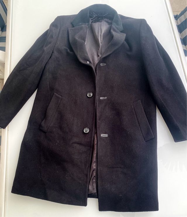 Abrigo de lana negro hombre