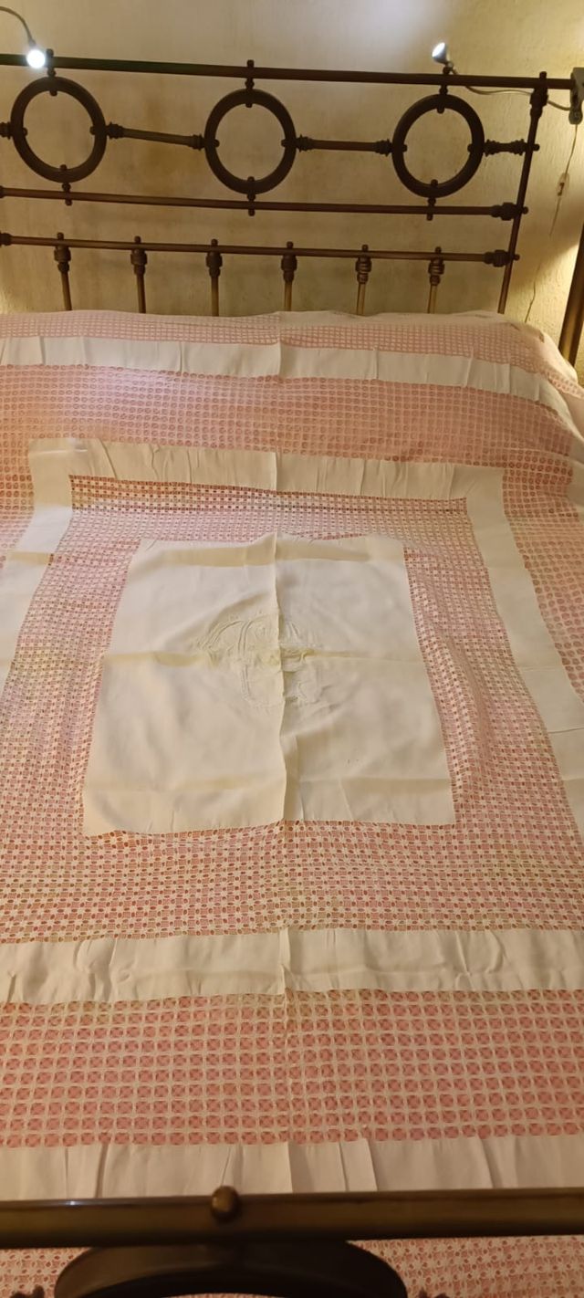 Dos Colchas Antiguas Lino Blanco Deshilado