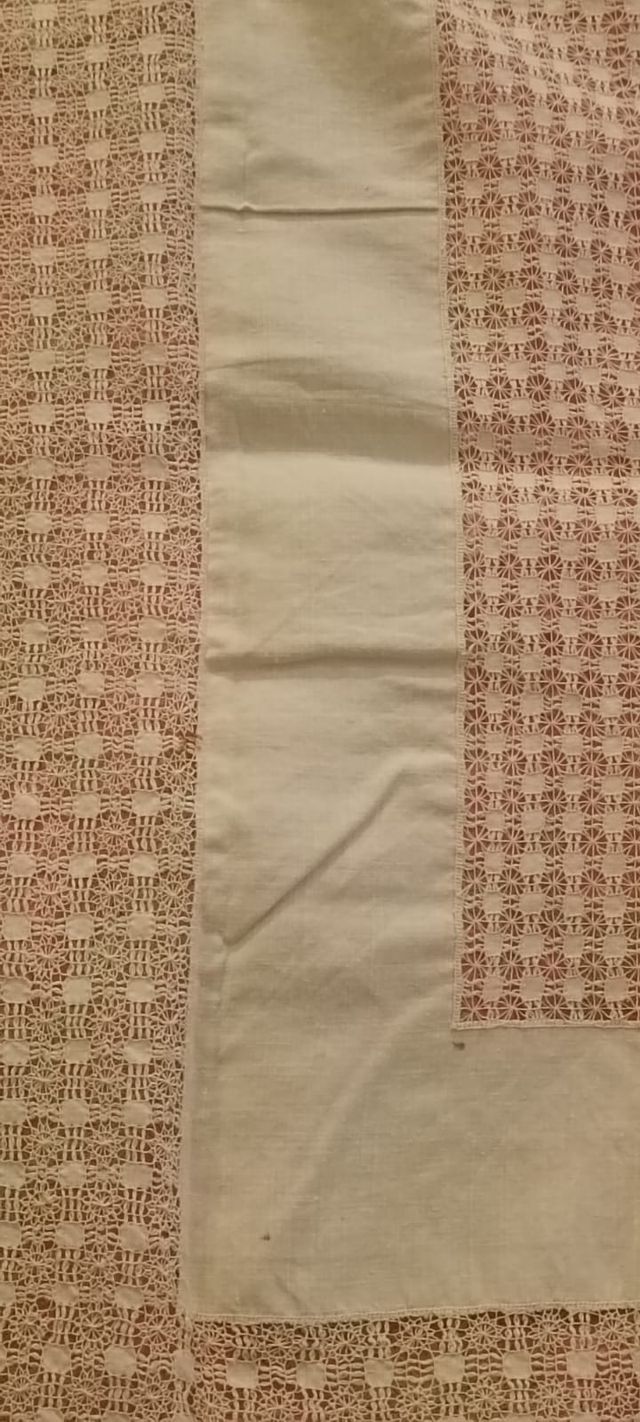 Dos Colchas Antiguas Lino Blanco Deshilado