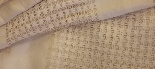 Dos Colchas Antiguas Lino Blanco Deshilado