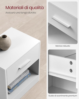 Comodini, Set di 2 Tavolini con Cassetto, Maniglia