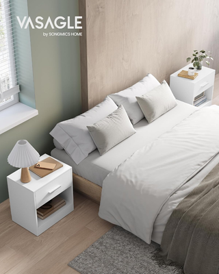 Comodini, Set di 2 Tavolini con Cassetto, Maniglia