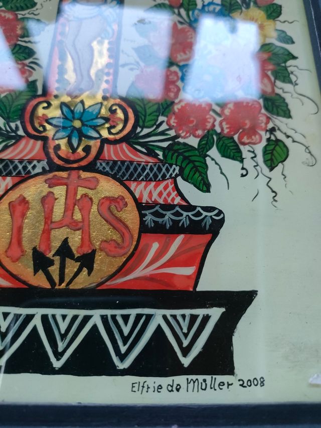 Dipinto   Gesù in croce con fiori