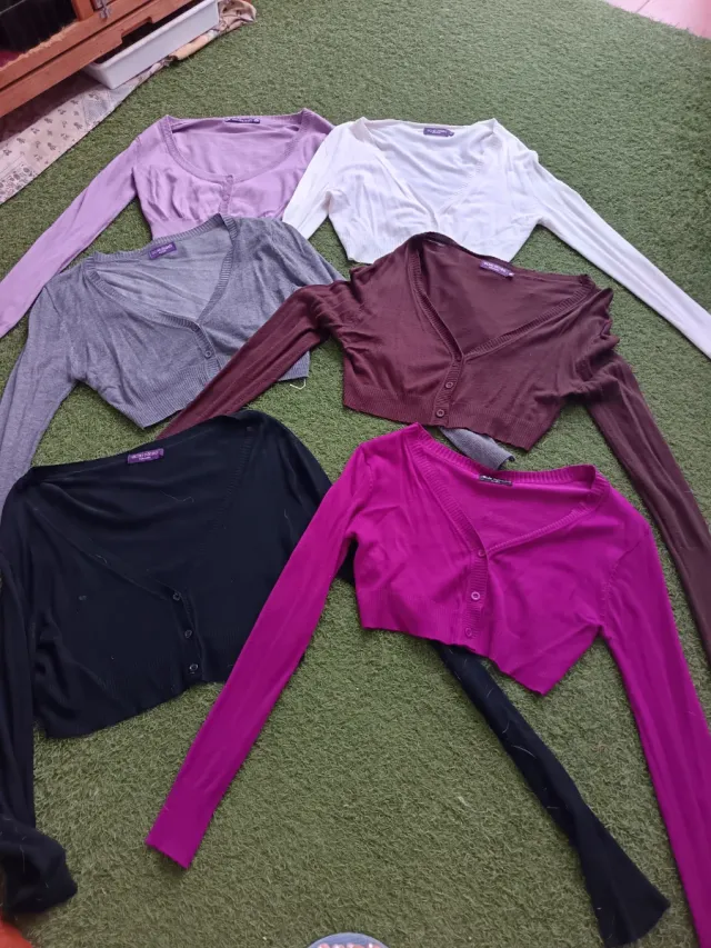 Lote 6 rebecas punto cortas mujer talla única