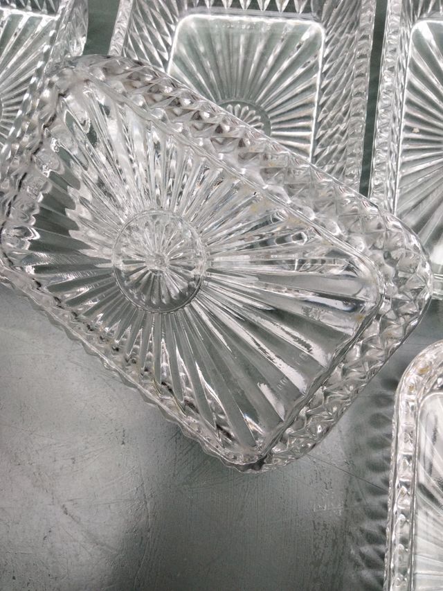 8 Bandejitas Cristal Rectangulares