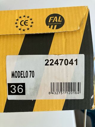 Zapato Seguridad FAL Talla 36 Sin Estrenar
