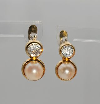 Pendientes de Oro 18K, Perla, 2gr, 1,2cm