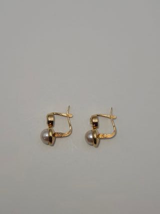 Pendientes de Oro 18K, Perla, 2gr, 1,2cm