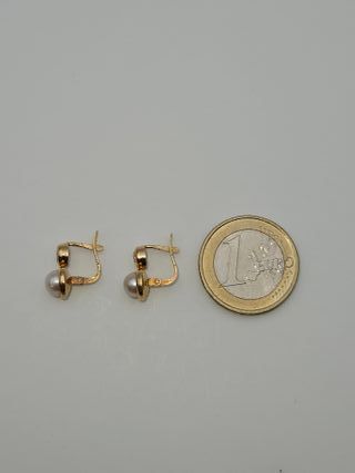 Pendientes de Oro 18K, Perla, 2gr, 1,2cm