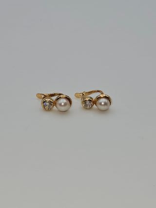 Pendientes de Oro 18K, Perla, 2gr, 1,2cm