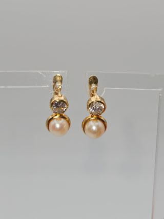 Pendientes de Oro 18K, Perla, 2gr, 1,2cm