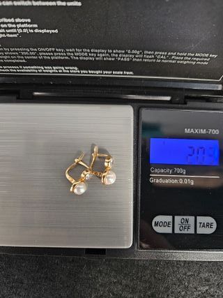Pendientes de Oro 18K, Perla, 2gr, 1,2cm