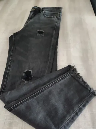 Tejano elástico roto mujer negro