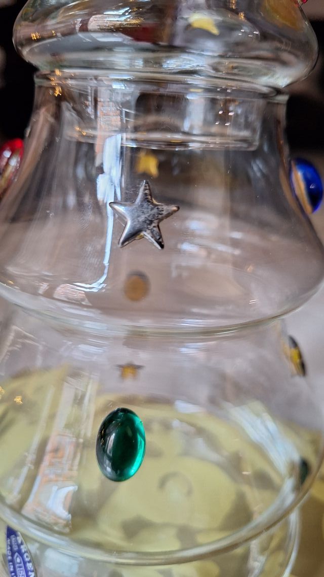 Biscottiera Natalizia Vetro Dettagli Argento 800