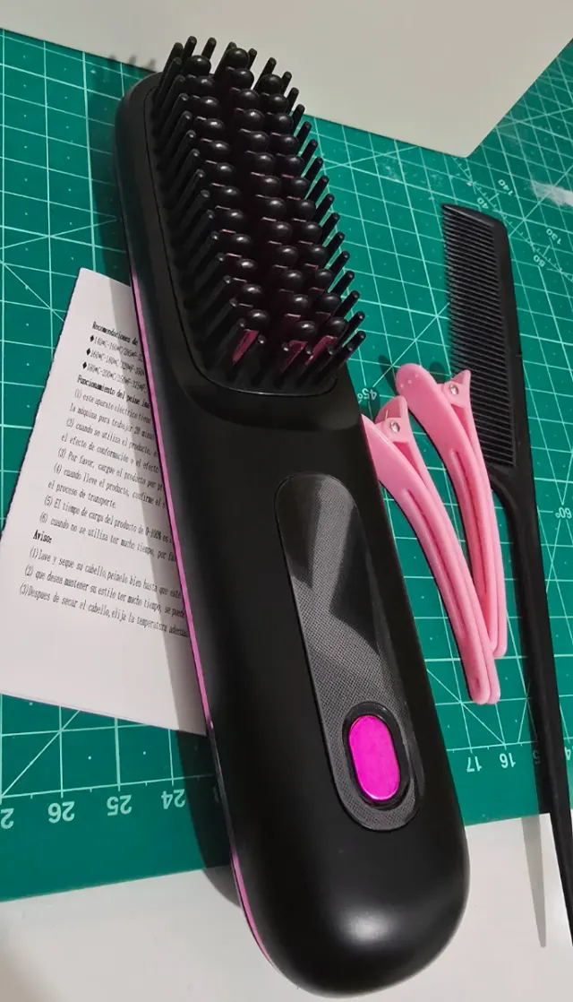 Cepillo Alisador Eléctrico Negro y Rosa