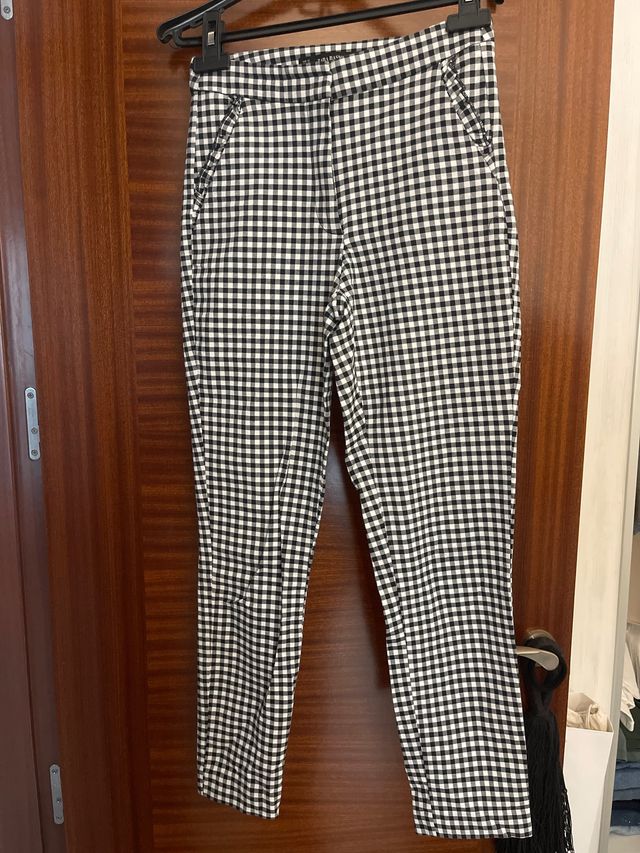 Pantalón Zara Vichy Negro Talla XS