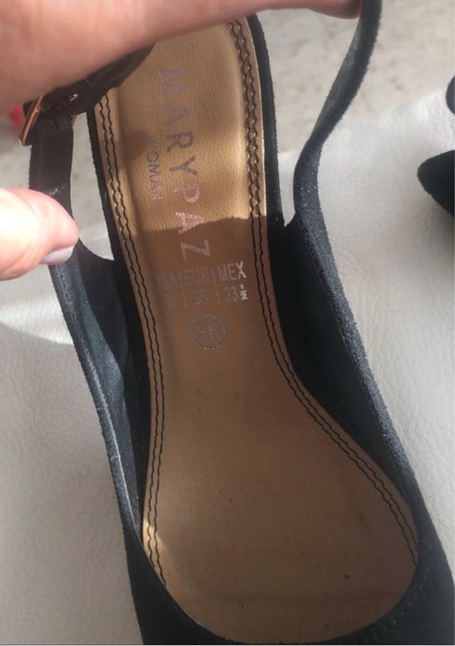 Zapato salón destalonado antelina negro 36