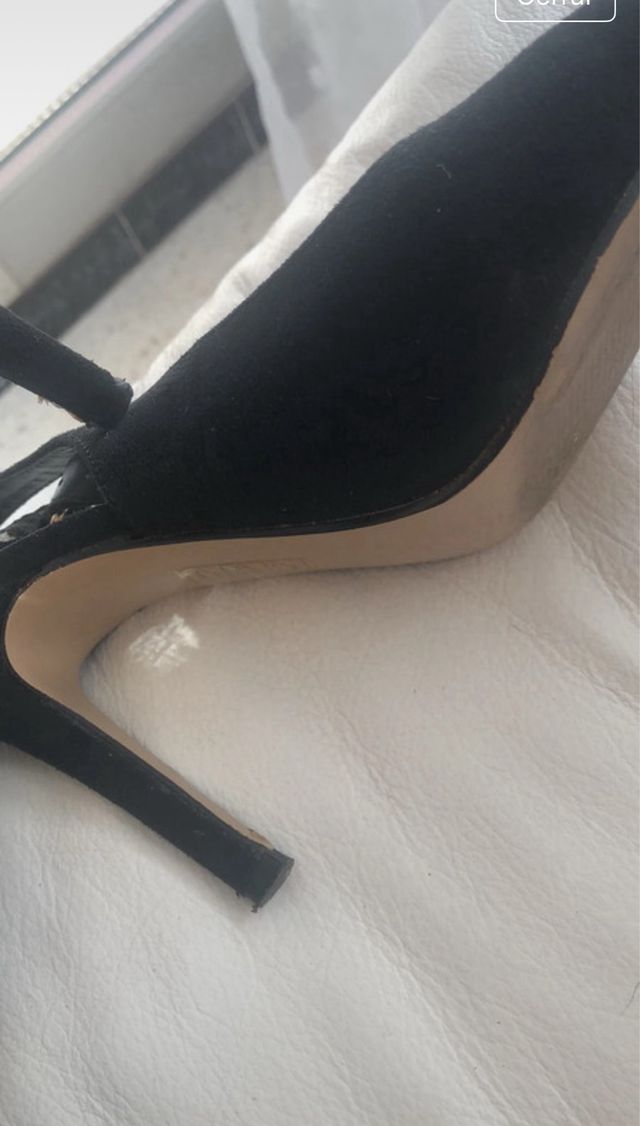 Zapato salón destalonado antelina negro 36