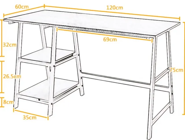 Escritorio metálico y madera 120x60x75