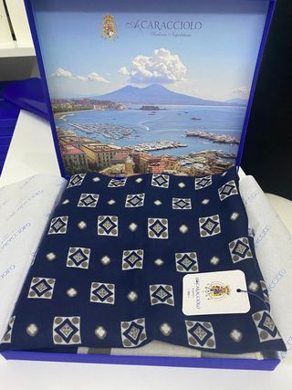 Sciarpa in cashmere e lana blu e beige