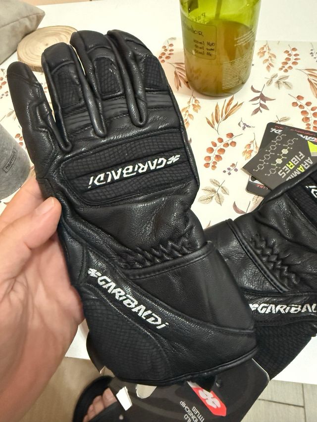Guantes de cuero para moto garibaldi negros