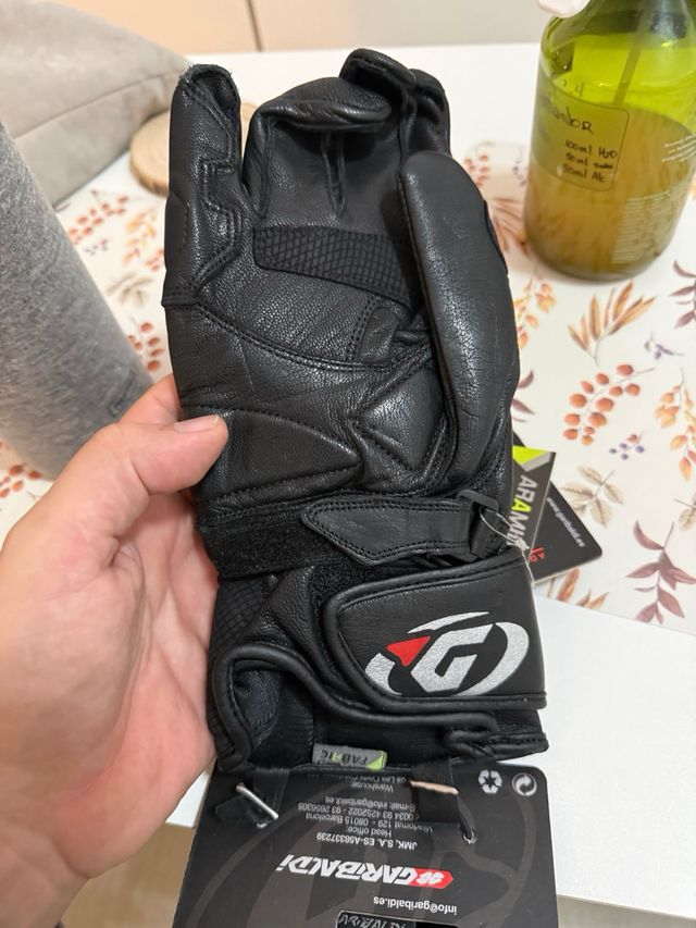 Guantes de cuero para moto garibaldi negros
