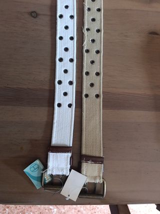 Cinturones de tela con ojales (beige y blanco)