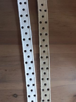 Cinturones de tela con ojales (beige y blanco)