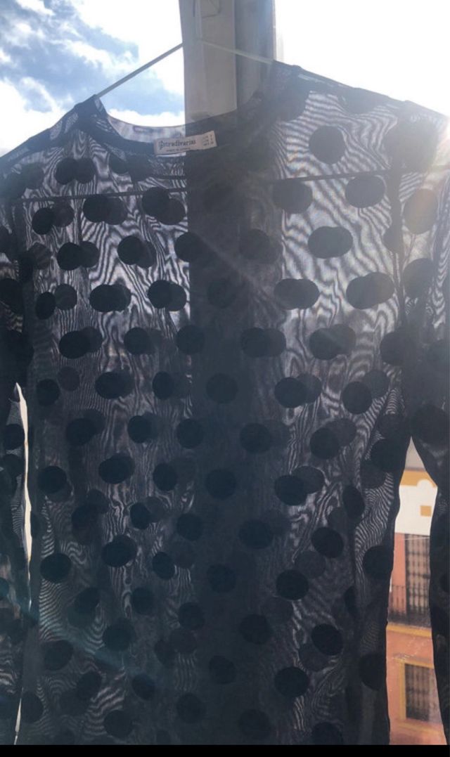 Camiseta tull lunares negra