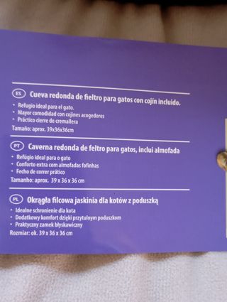 CUEVA REDONDA PARA GATOS DE FIELTRO CON COJÍN