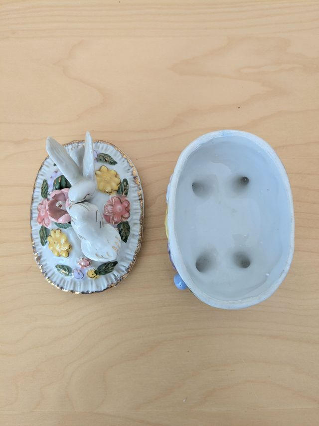 Portagioie porcellana con uccellini