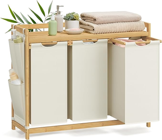 Cesto Portabiancheria a 3 Scomparti, Cesto Bianche