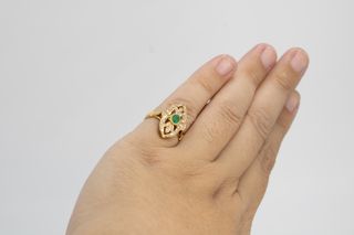 P22939SNJAnillo oro amarillo con diamante y piedra