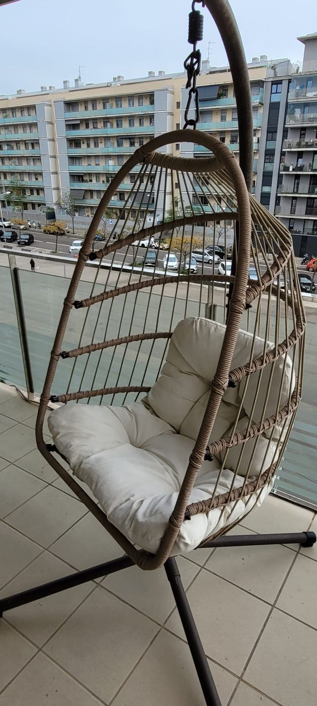 Silla Huevo Colgate Beige/Blanca