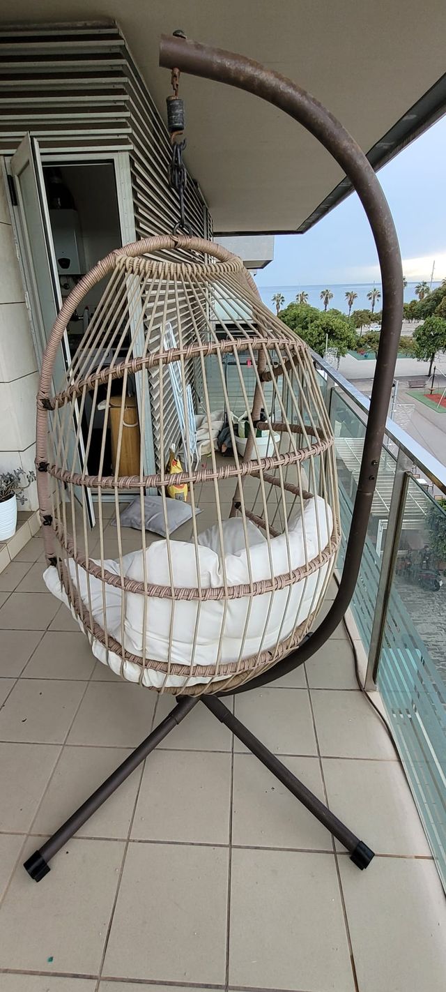 Silla Huevo Colgate Beige/Blanca