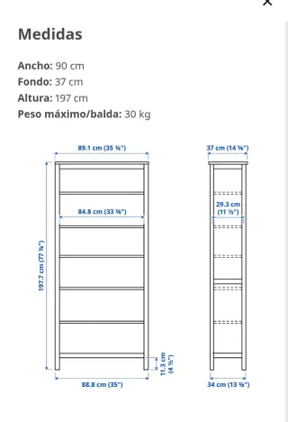 Estantería librería de madera con balda regulable