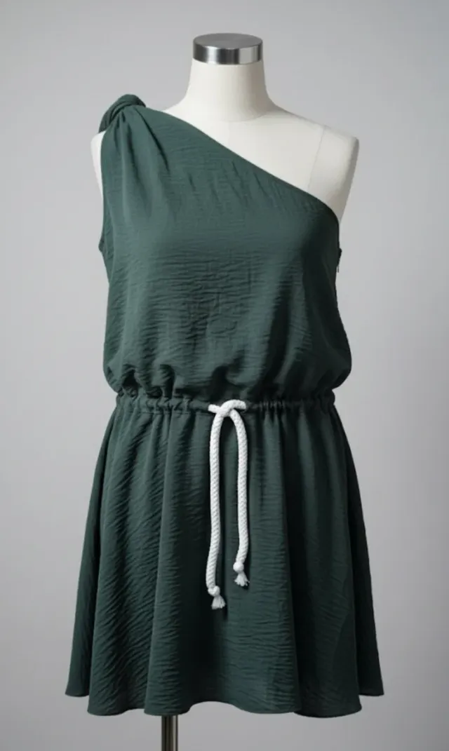 Vestido asimétrico talla única verde