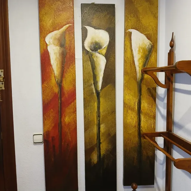 Tríptico de cuadros de flores