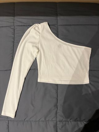 Top Asimétrico Shein Blanco Manga Larga