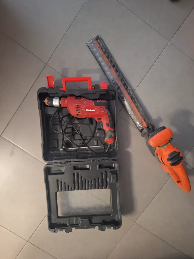 Taladro  Einhell y cortasetos Black & Decker