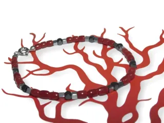 Bracciale Uomo Corallo Pietre Argento 925