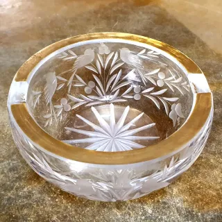 Grosso Posacenere cristallo anni '70 decorato